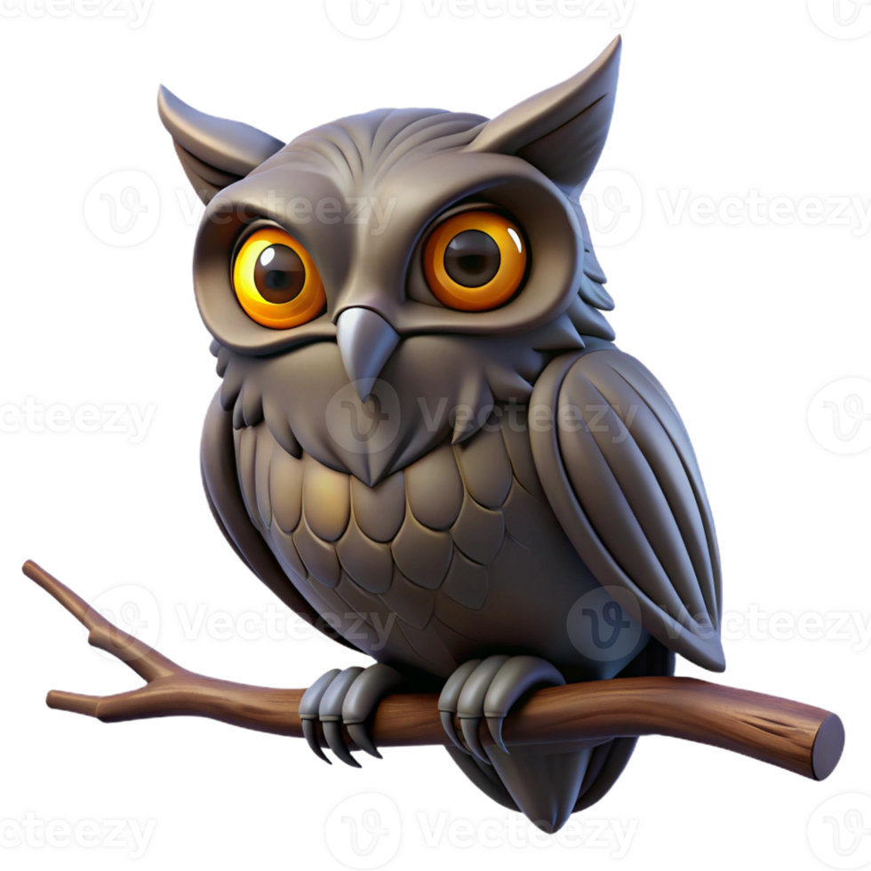 extraordinary modern A wise old owl perched on a gnarled branch, its eyes glowing in the darkness, depicted in a gothic art style detailed png