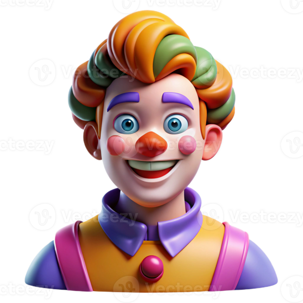 beautiful modern Portrait of a charming clown with colorful makeup, bright circus lighting, pop art style high resolution png