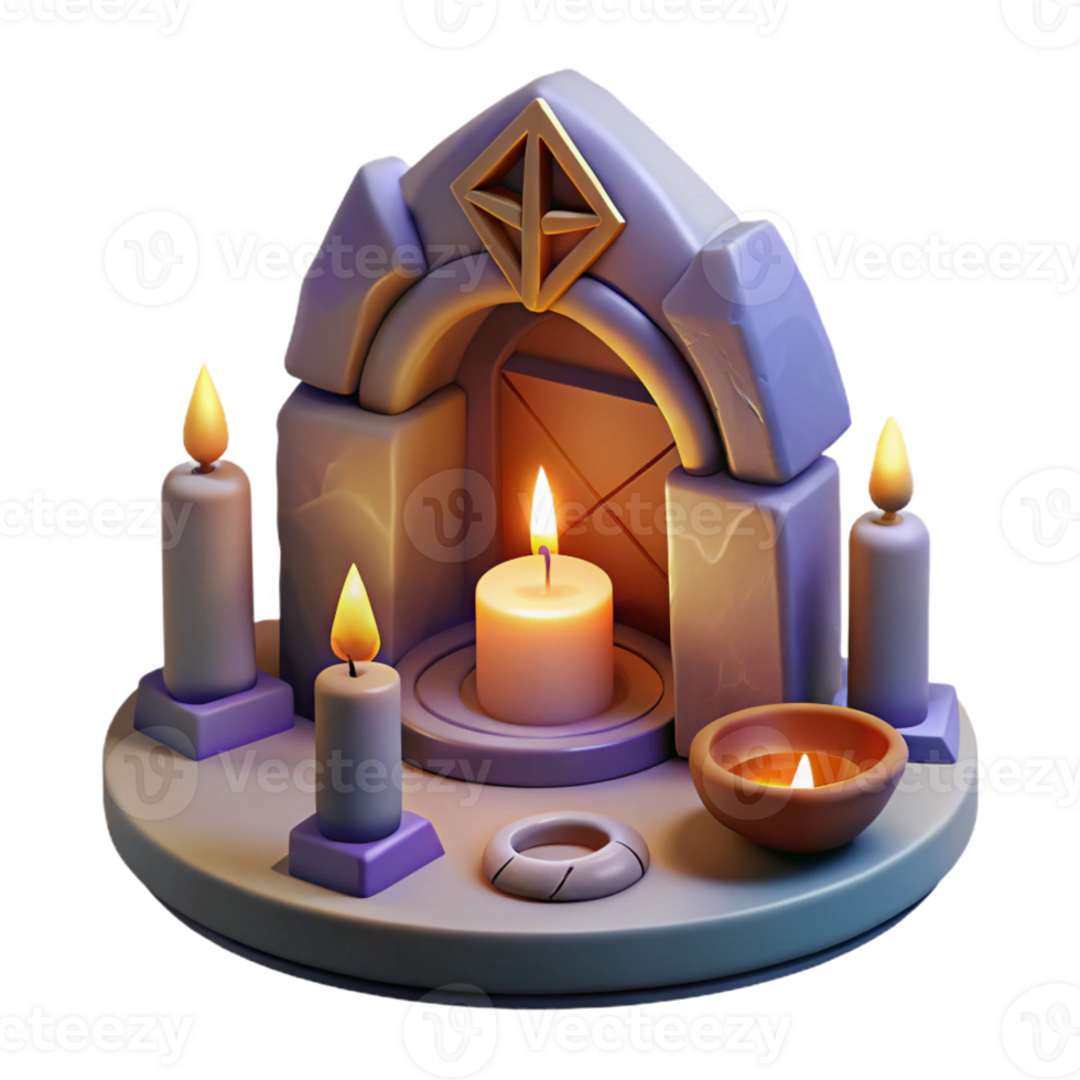 vibrant minimalist A wise oracle reading runes in a hidden chamber, soft candlelight, mystical style high quality png