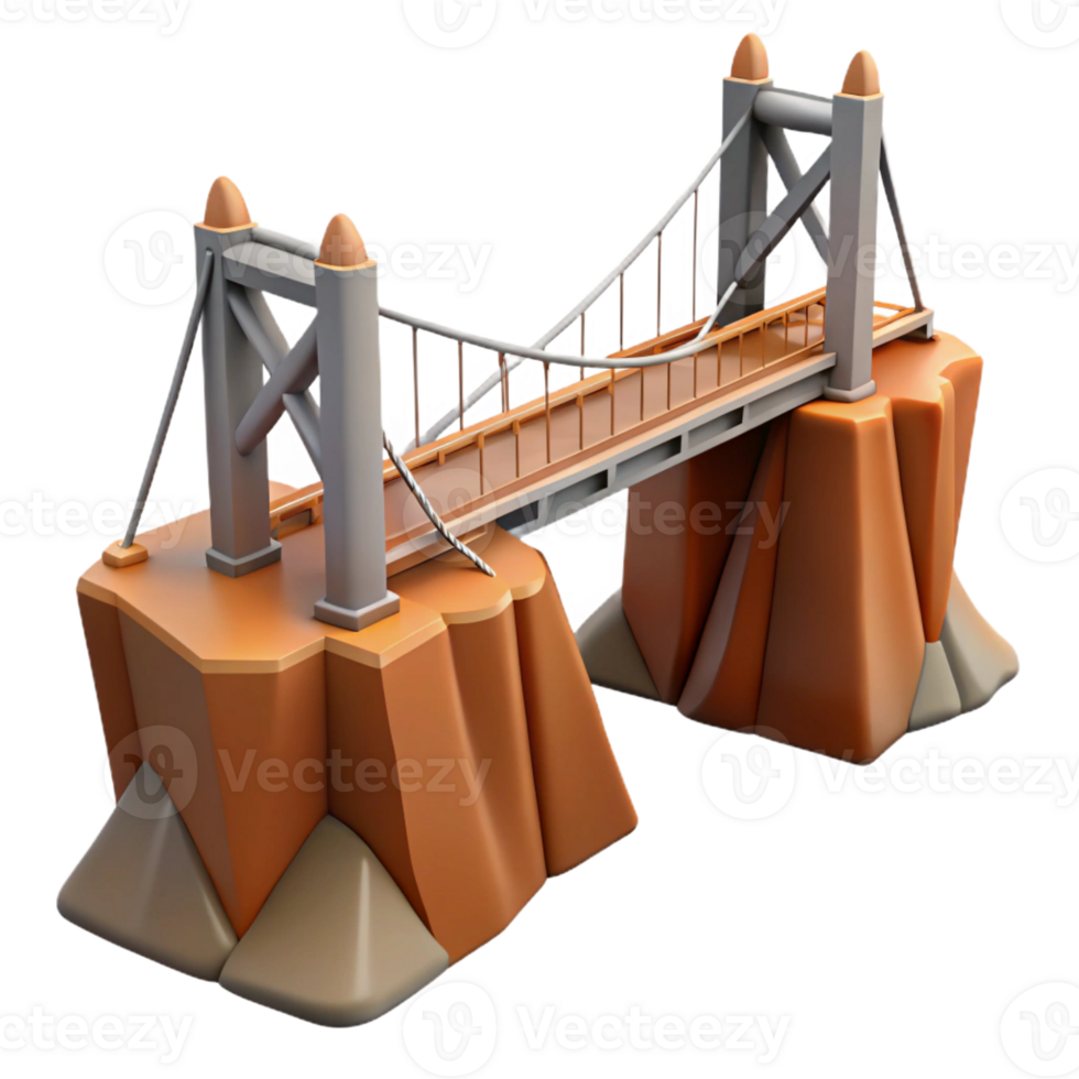 wonderful contemporary A suspension bridge, spanning a deep gorge, dramatic, engineering marvel style exclusive png