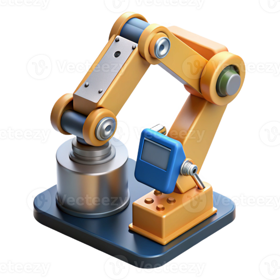 magnificent creative A robotic arm assembling a microchip, precise movements, factory setting, industrial photography style authentic png