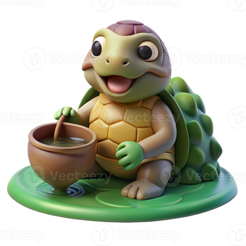 wonderful contemporary A kappa lurking in a river, turtle shell and bowl-shaped head, mischievous and dangerous, Japanese folklore style authentic png