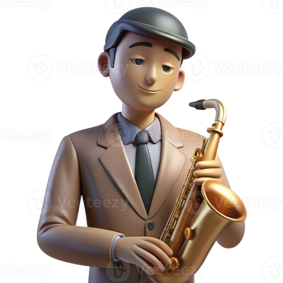 extraordinary modern Portrait of a musician with a saxophone, lost in thought, dimly lit jazz club, film noir style exclusive png