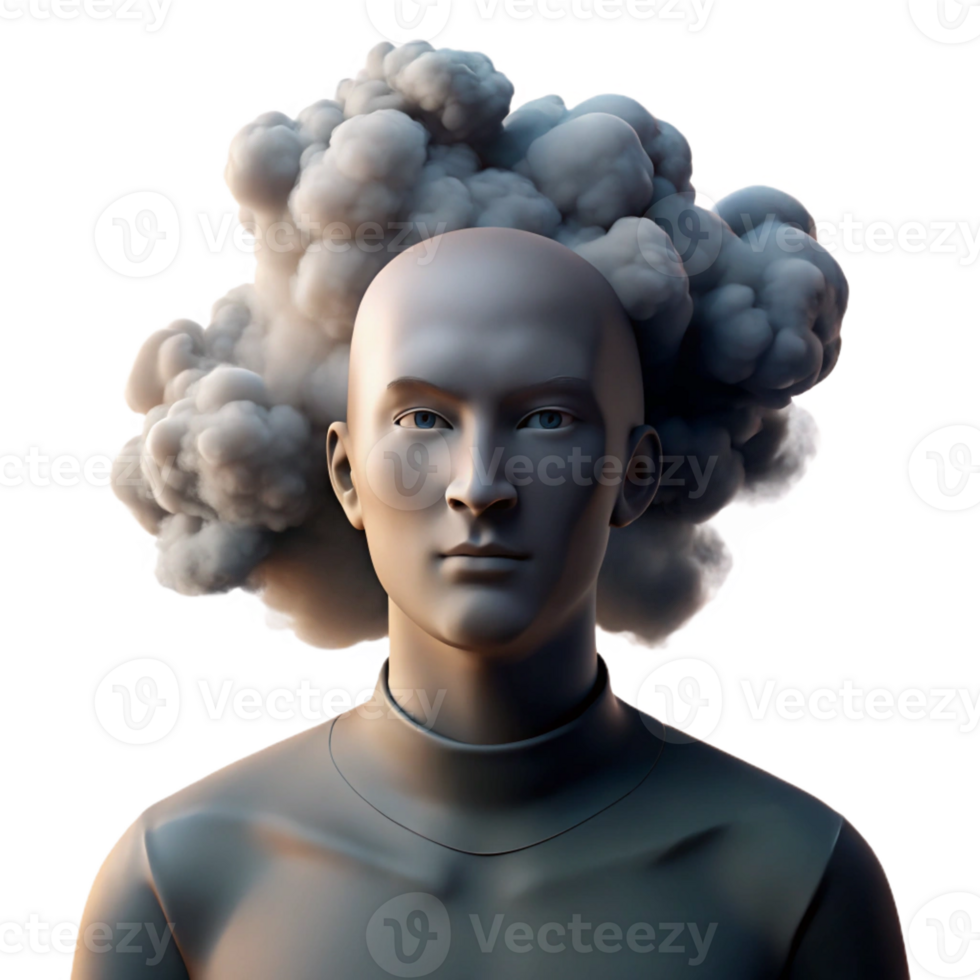 stunning minimalist Portrait of a person made entirely of smoke, dramatic backlighting authentic png