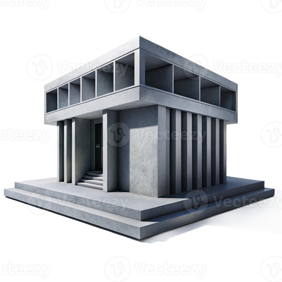 impressive traditional A Brutalist concrete library, harsh shadows, minimalist style, high contrast black and white, 4K png