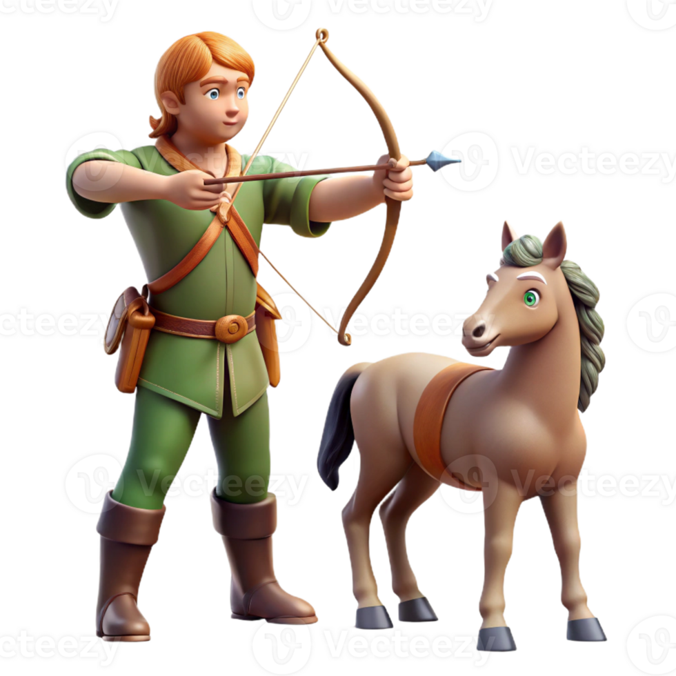 elegant artistic A wise centaur teaching archery to a young hero, warm afternoon light, Renaissance style detailed png