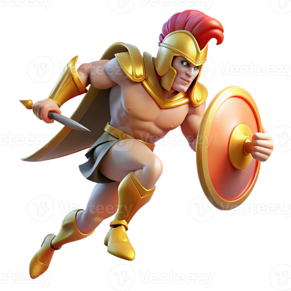 impressive rustic A powerful Achilles raging in battle, dynamic motion blur, Romantic style professional png