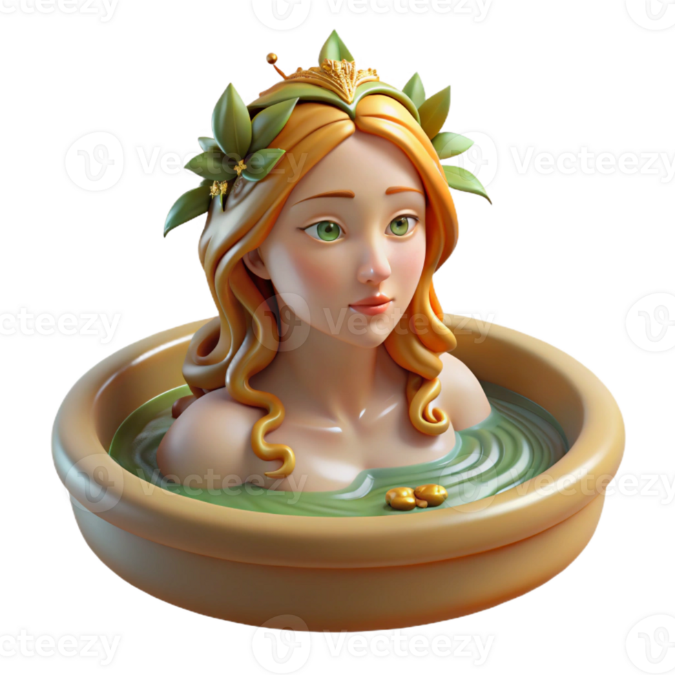 beautiful creative A beautiful Naiad bathing in a spring, idyllic pastoral setting, soft golden light, Pre-Raphaelite style exclusive png