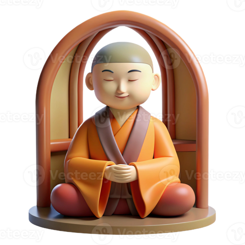 extraordinary modern A serene monk meditating, soft natural light filtering through a window, traditional Chinese painting style exclusive png
