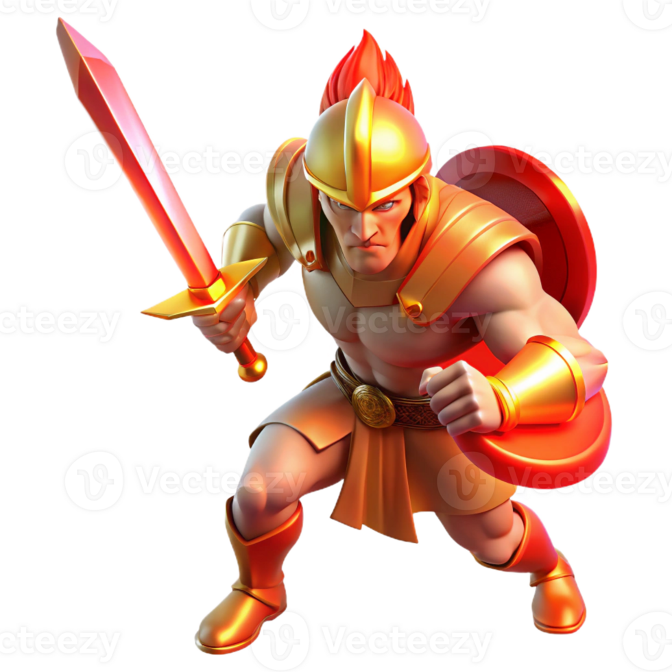 extraordinary creative A powerful Ares wielding a sword, fierce pose, Baroque style, dramatic red light original png