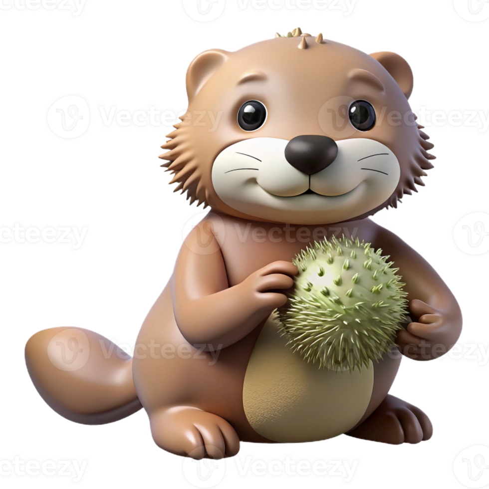 wonderful rustic A playful sea otter holding a sea urchin, curious expression and wet fur, realistic style exclusive png