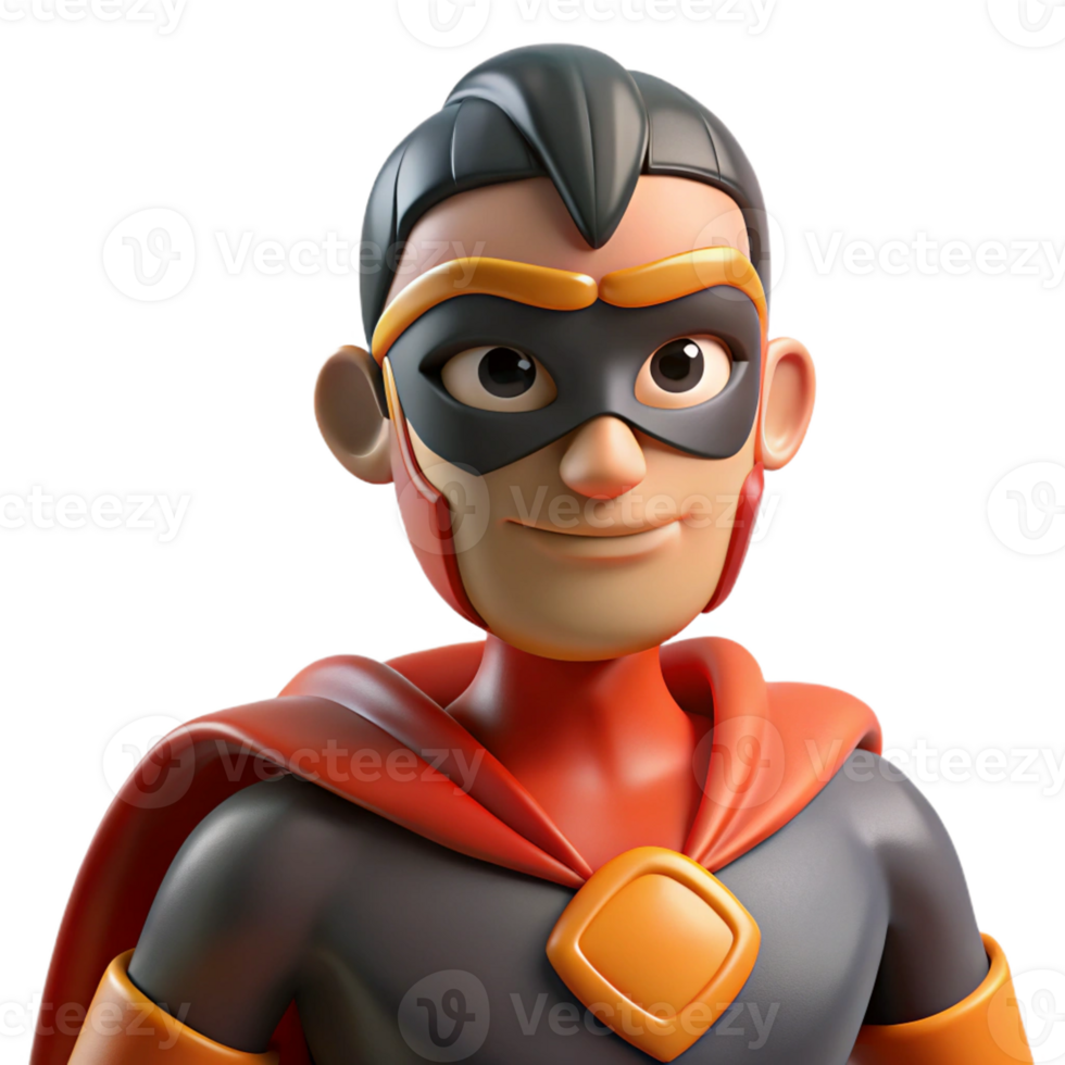 serene rustic A superhero with a mask and cape, a determined expression, dramatic comic book lighting, superhero style 4K png