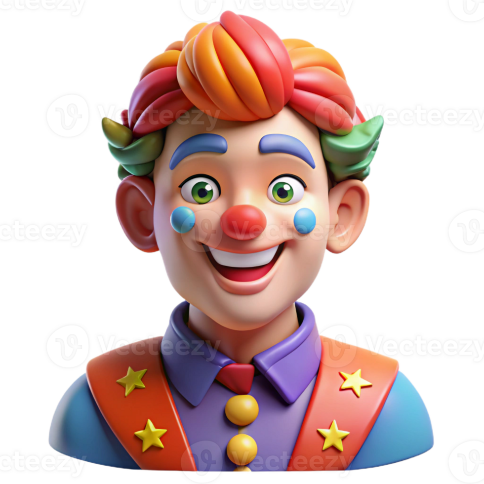 magnificent classic Portrait of a charming clown with colorful makeup, bright circus lighting, pop art style 4K png