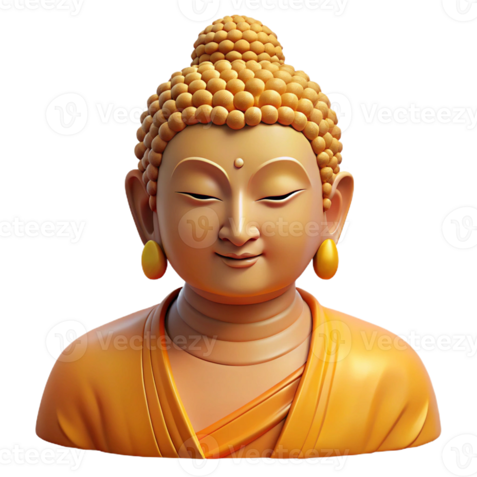 serene minimalist Portrait of a serene Buddha with a peaceful expression, soft, golden lighting, spiritual art style premium png