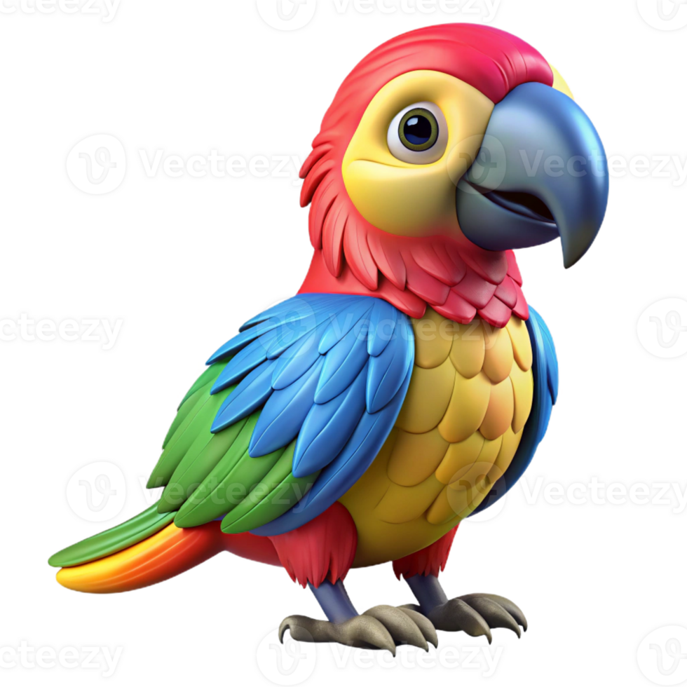 magnificent modern Portrait of a colorful parrot with vibrant plumage, tropical lighting authentic png