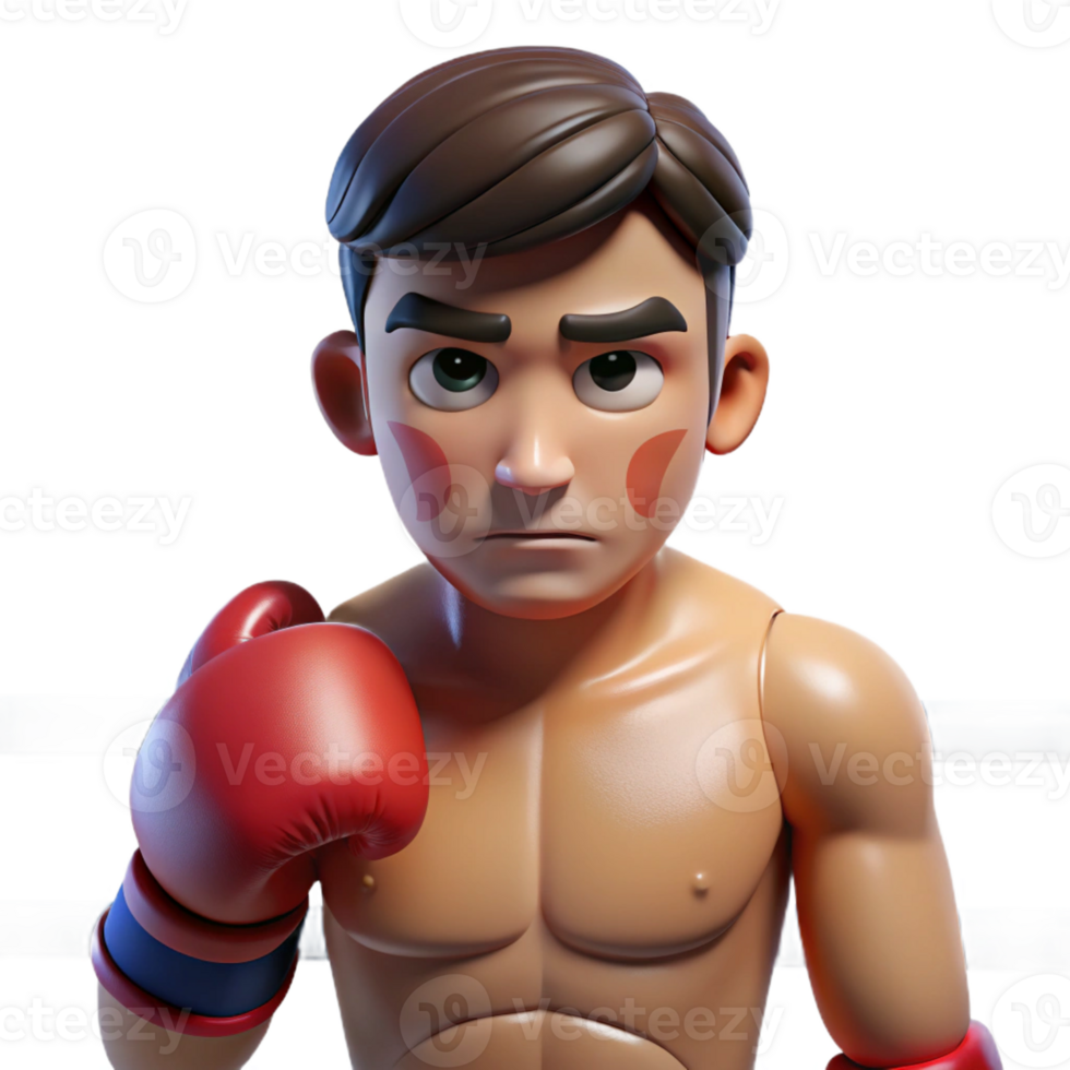 elegant classic A boxer with a bruised face and a determined expression, harshly lit boxing ring, sports photography style professional png