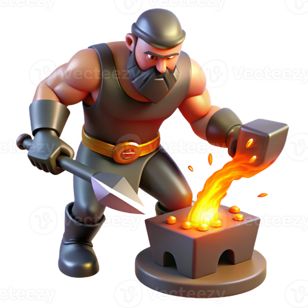 stunning creative A powerful Cyclops forging a thunderbolt, intense firelight, realistic style high quality png