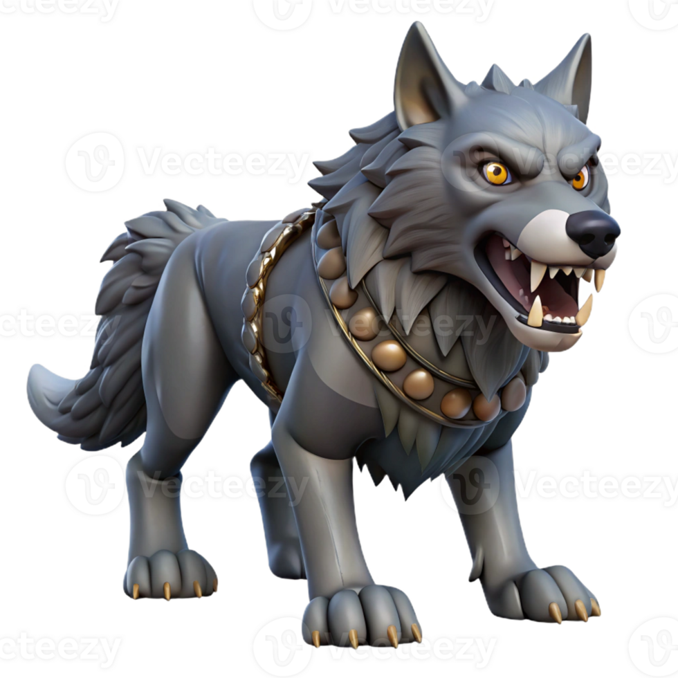 magnificent contemporary A fierce Fenrir, the monstrous wolf of Norse mythology, bound by Gleipnir, dark fantasy style high quality png
