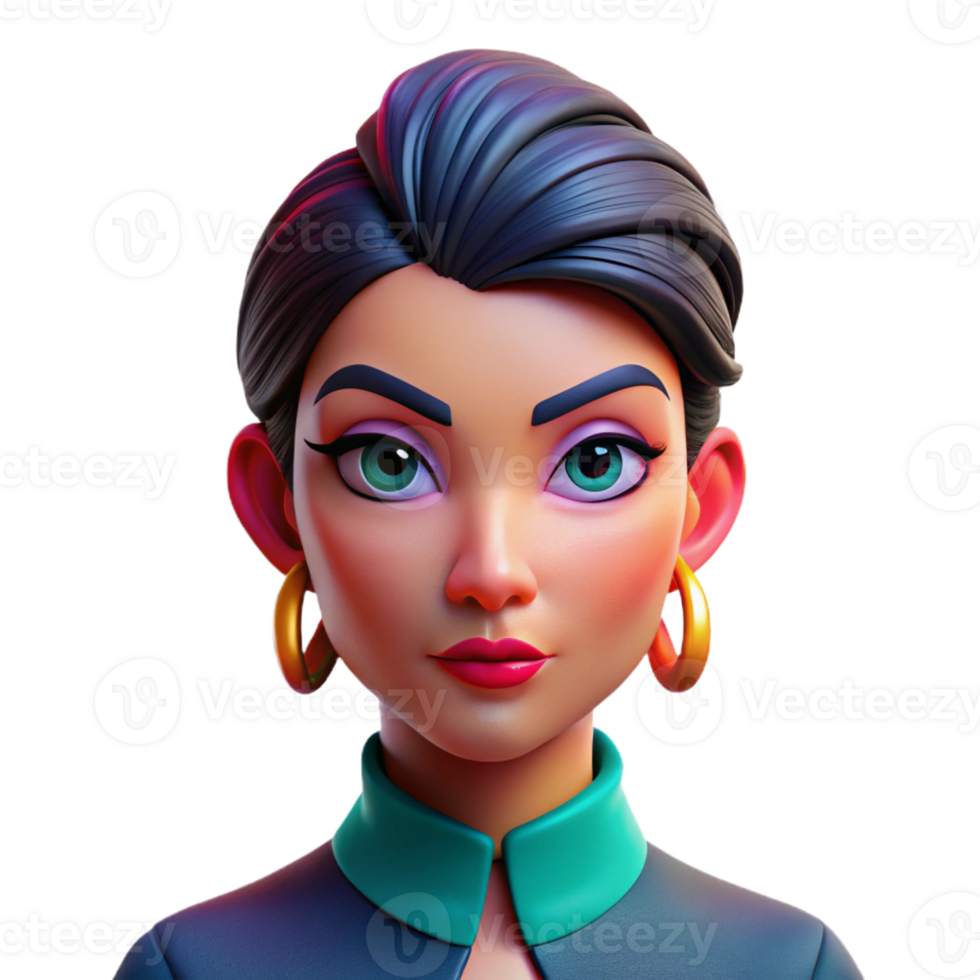 beautiful abstract A portrait of a woman with vibrant makeup and a bold expression, pop art style, bright studio lighting high resolution png