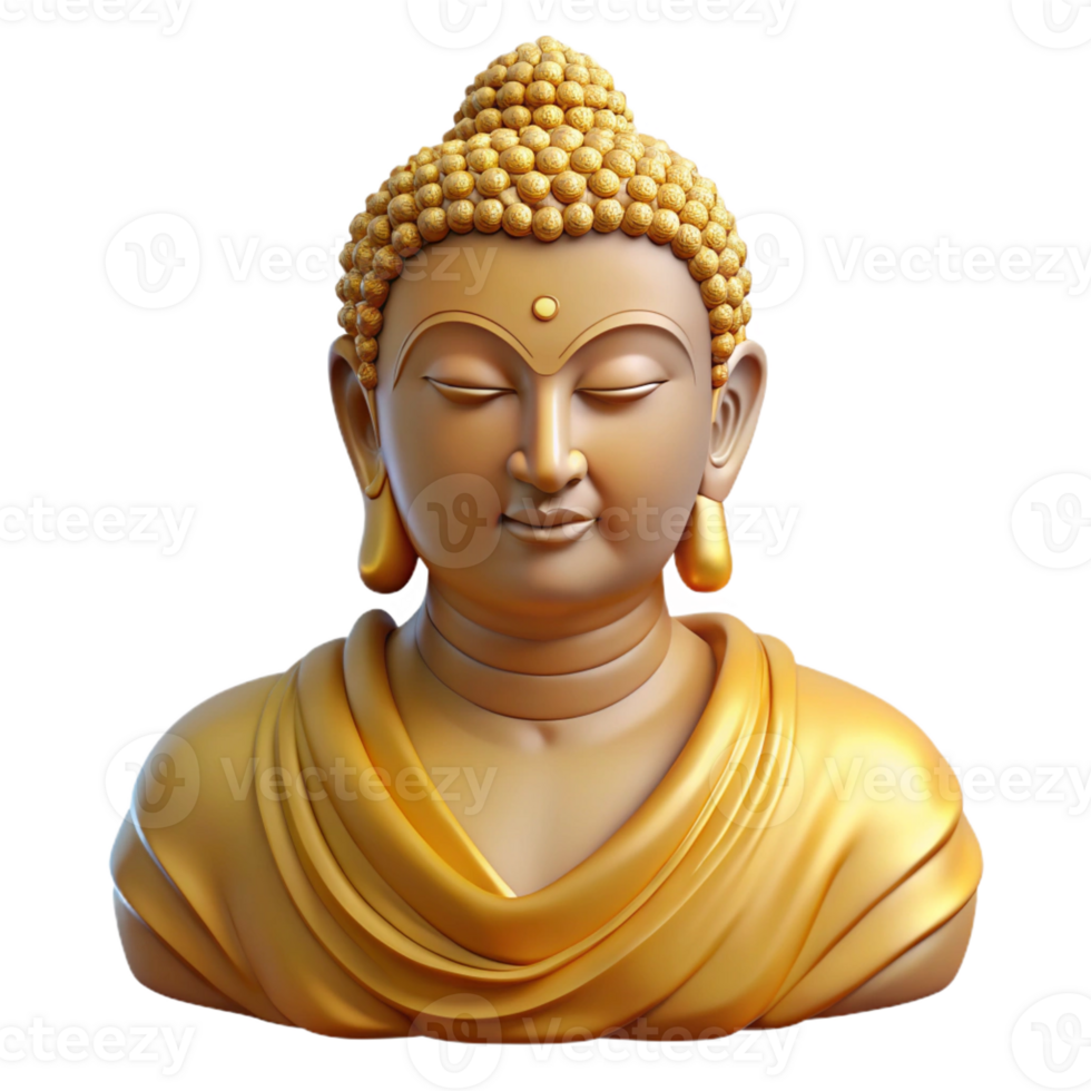 extraordinary classic Portrait of a serene Buddha statue, soft golden lighting, spiritual art style professional png