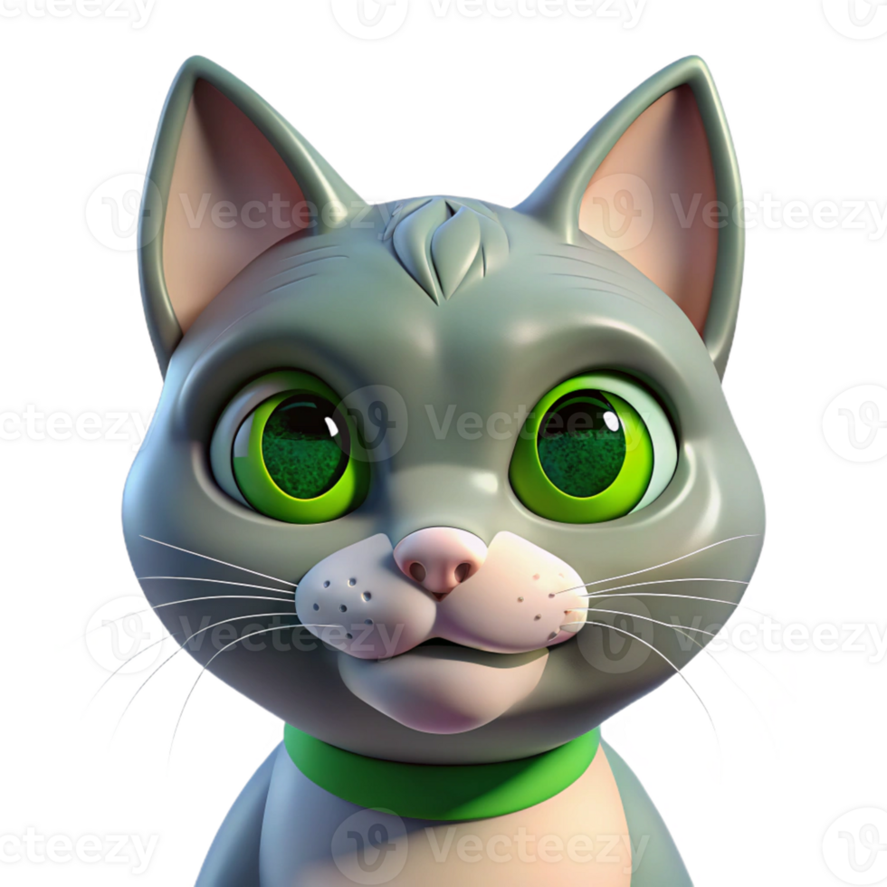 impressive minimalist Portrait of a curious cat with bright green eyes, soft, window light detailed png