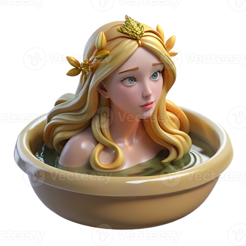 stunning classic A beautiful Naiad bathing in a spring, idyllic pastoral setting, soft golden light, Pre-Raphaelite style 4K png