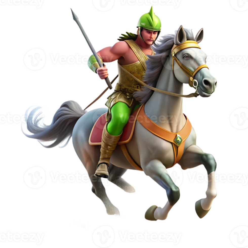 magnificent minimalist A fierce Amazon warrior on horseback, charging into battle, dust and smoke, realistic style original png