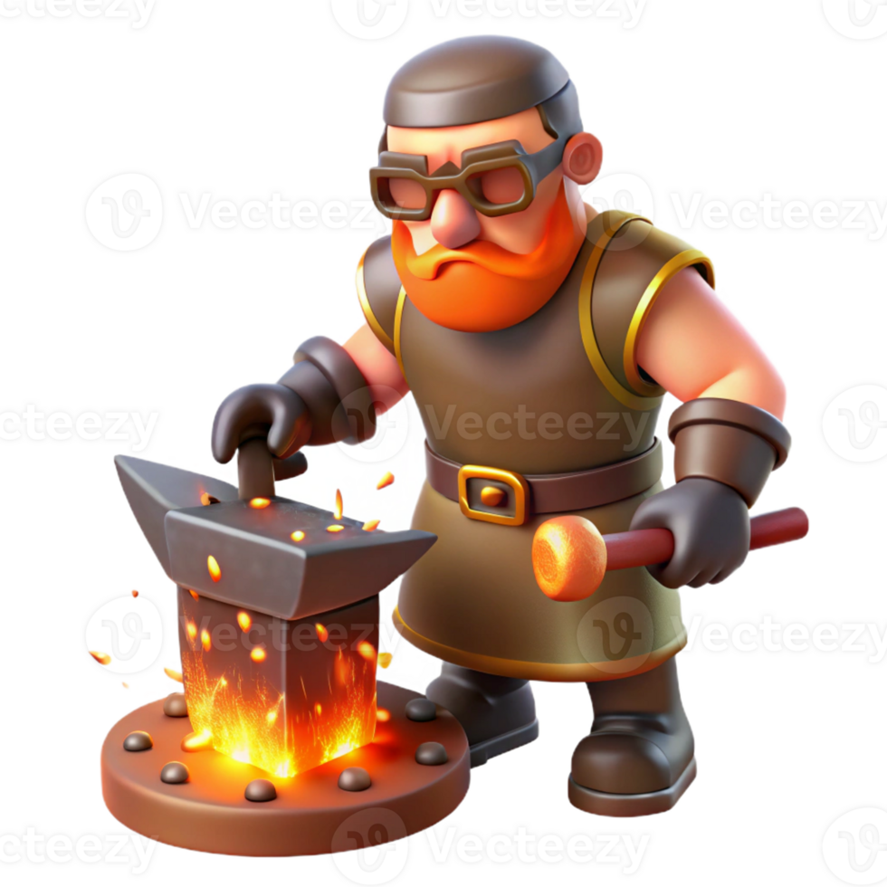 extraordinary modern A cyclops forging a weapon in his fiery forge, sparks flying, intense heat visible, realistic style high resolution png