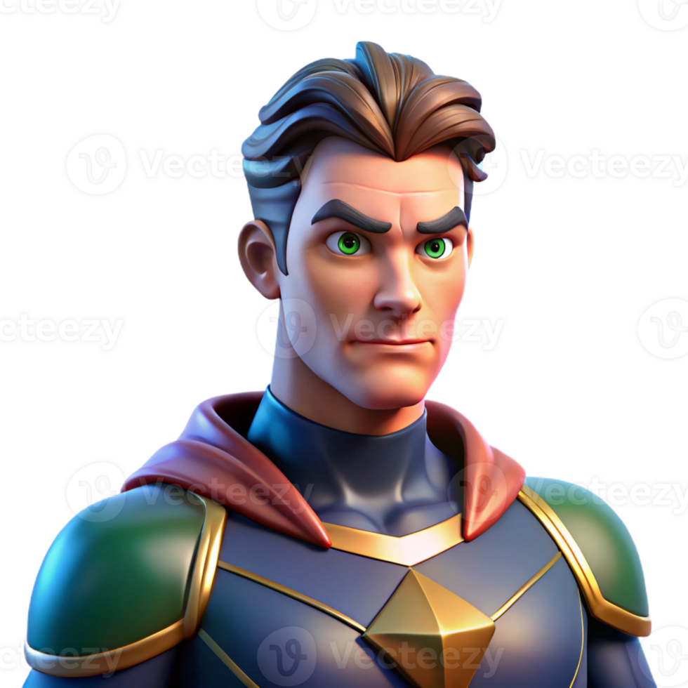 beautiful abstract Portrait of a powerful superhero with a determined expression, dynamic lighting, comic book style 4K png