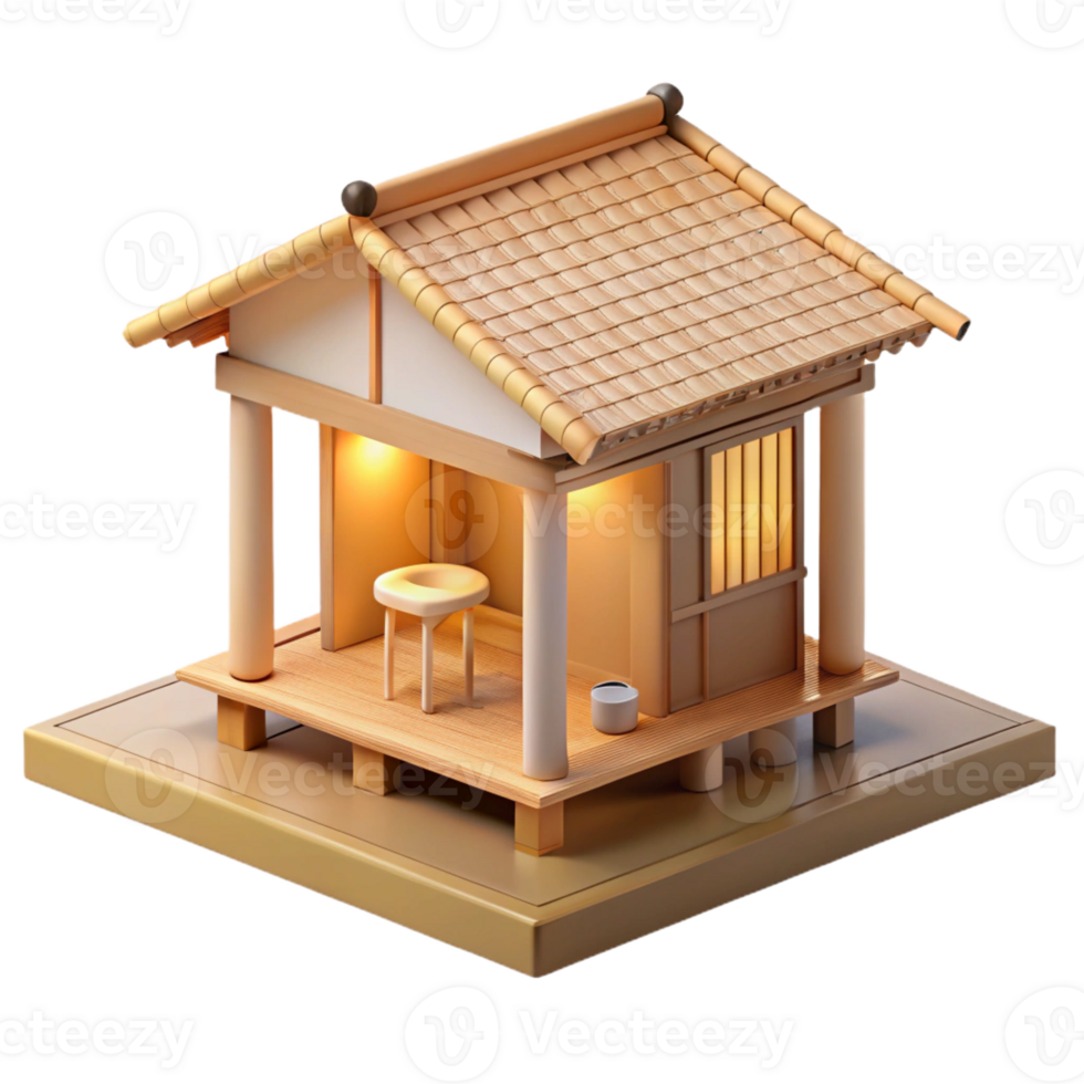 magnificent minimalist A Japanese tea house made of bamboo and paper, soft diffused lighting, serene, minimalist, high resolution png