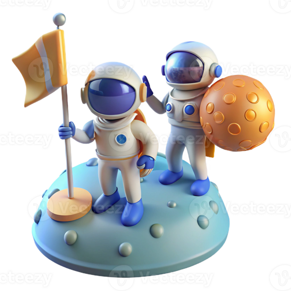 wonderful abstract A group of astronauts planting a flag on a new planet, hopeful and optimistic, bright lighting high quality png