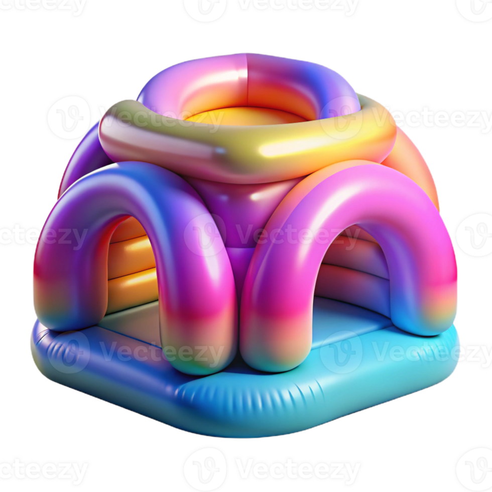 beautiful contemporary An inflatable structure, translucent material, vibrant colors, playful, experimental style original png