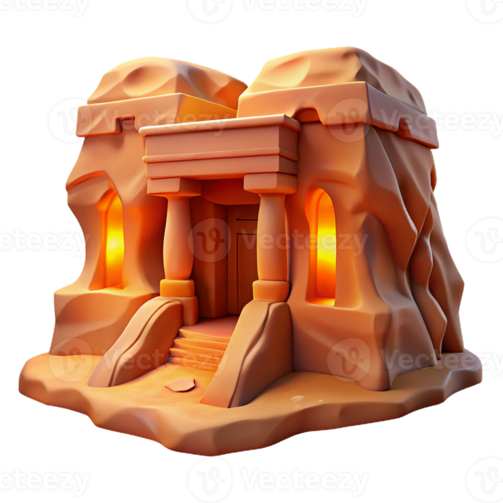 magnificent traditional A desert canyon dwelling, carved into sandstone cliffs, warm orange light, ancient, mysterious style professional png