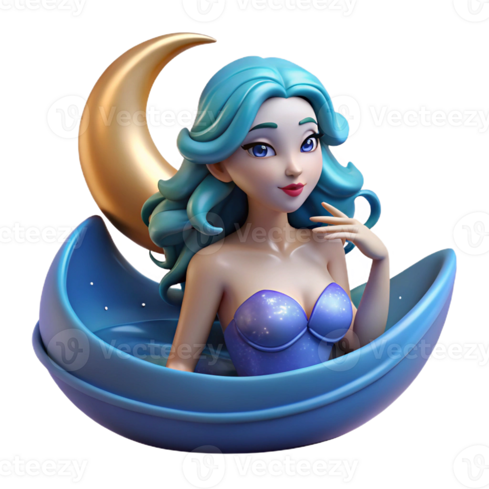 serene traditional A beautiful siren luring sailors with her enchanting song, moonlight shimmering on the water, depicted in a surrealist style high resolution png