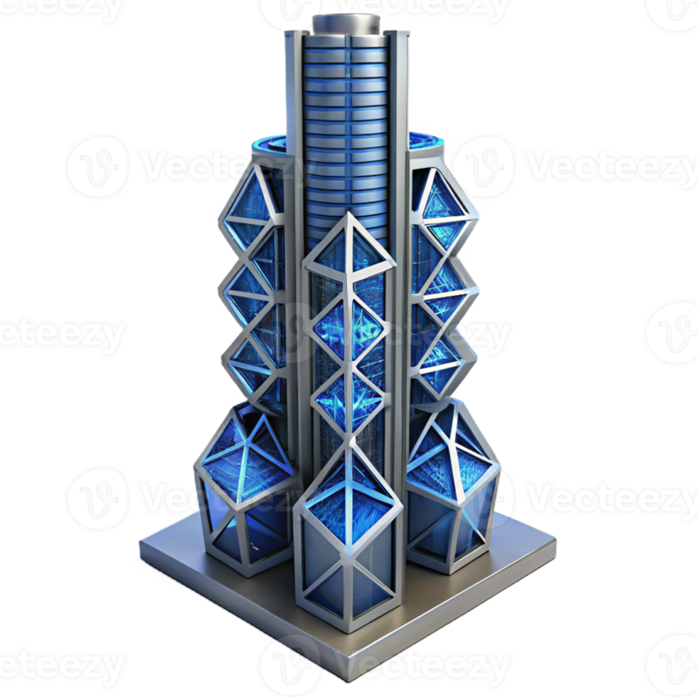 dramatic traditional A towering skyscraper made of interconnected modular units, futuristic design, dynamic lighting premium png