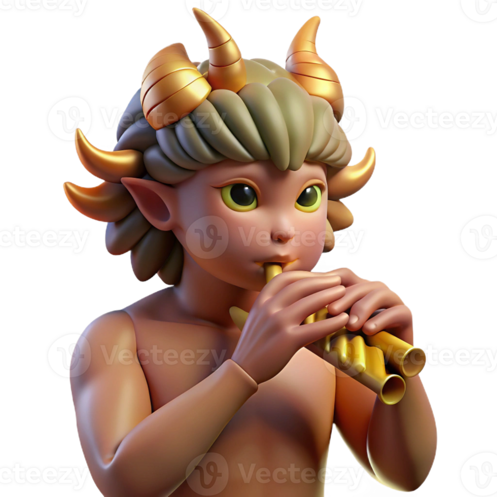 stunning minimalist A satyr playing a pan flute in a sun-drenched forest glade, dappled light, Art Nouveau style genuine png