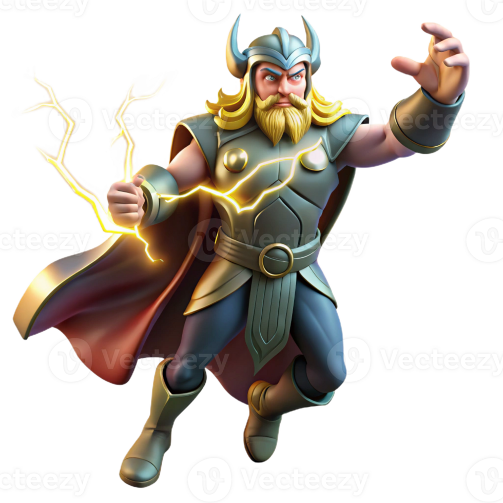serene modern Thor summoning lightning, epic scale, dramatic lighting, fantasy art style genuine png