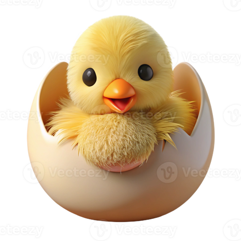 serene minimalist A fluffy chick hatching from an egg, close-up, soft lighting, delicate details exclusive png