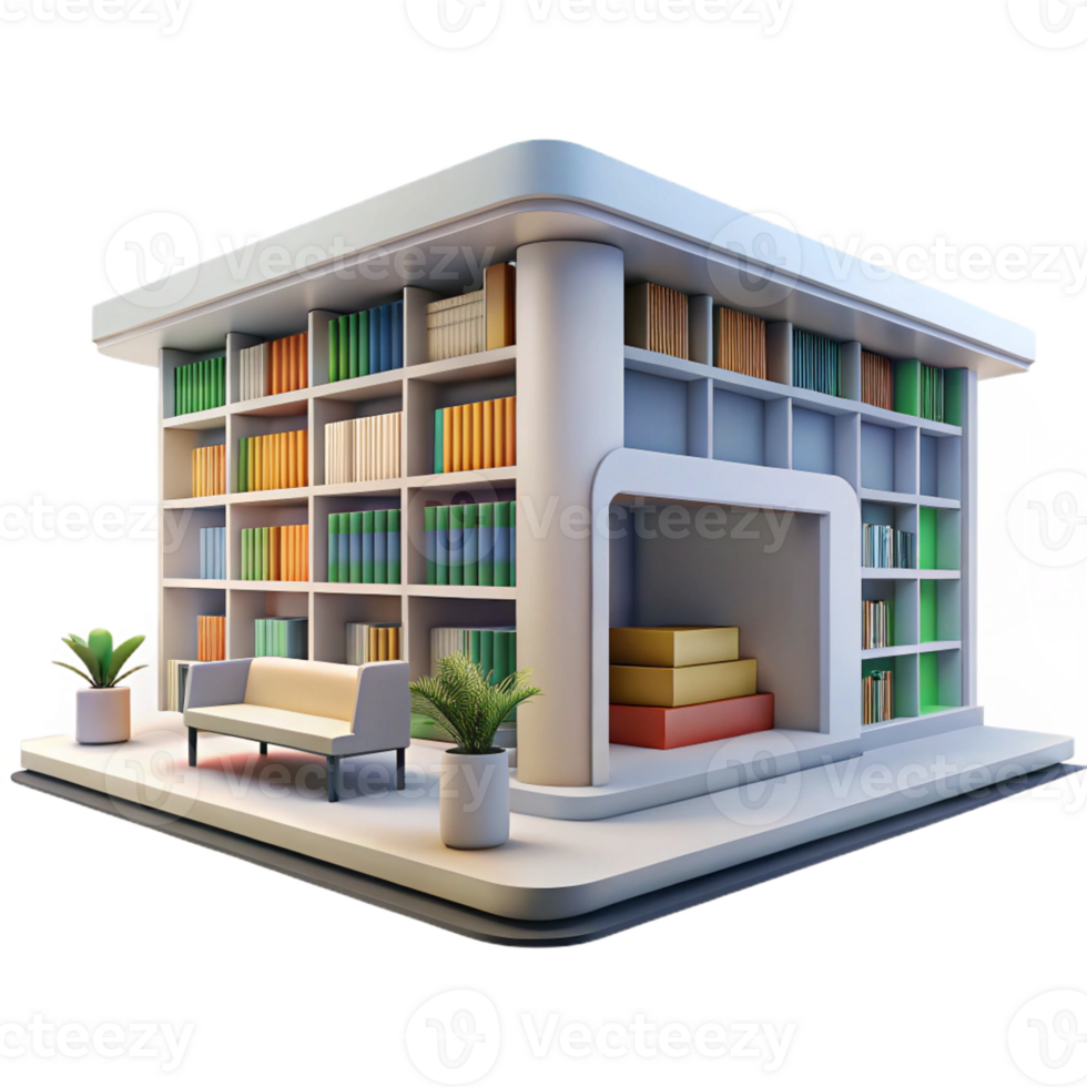 impressive artistic Modern library, sleek interior, natural light, bookshelves lining the walls, minimalist design, architectural photography, 4K png