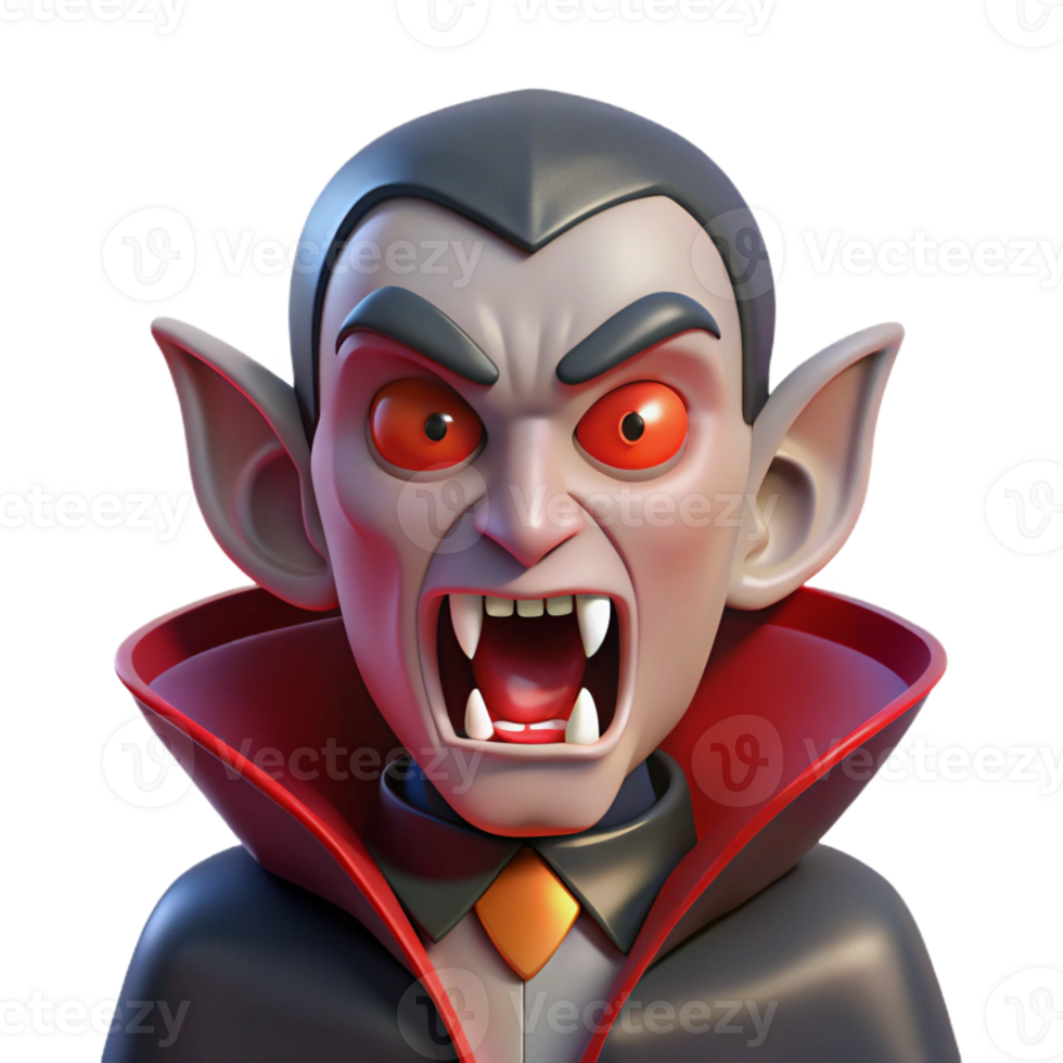 impressive classic A vampire with sharp fangs and piercing red eyes, dimly lit castle, gothic horror style premium png