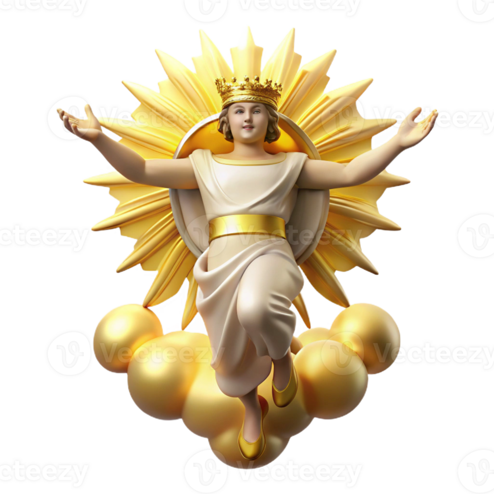 dramatic vintage A celestial being descending from the heavens, divine golden light, Renaissance style original png