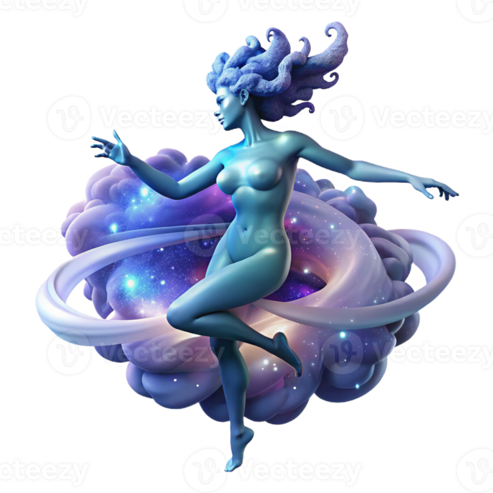 beautiful creative A celestial nymph dancing amidst a swirling nebula, ethereal and glowing, space opera style detailed png