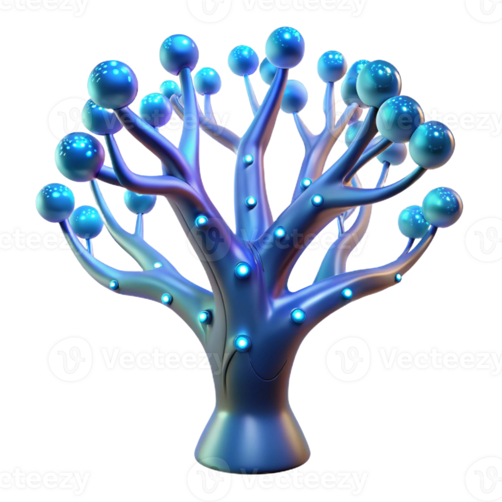 wonderful traditional A bioluminescent tree with glowing circuitry embedded in its branches, fantasy style, ethereal lighting detailed png