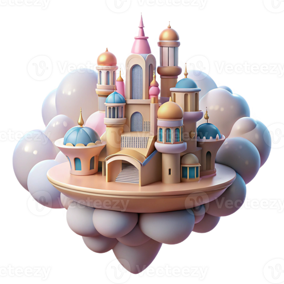 dramatic artistic A floating city in the clouds, Art Nouveau architecture, pastel colors, dreamlike atmosphere genuine png