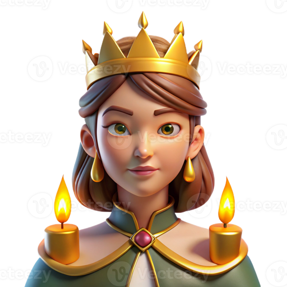 magnificent abstract A regal queen with an elaborate golden crown and a stern expression, illuminated by candlelight, Art Nouveau style authentic png
