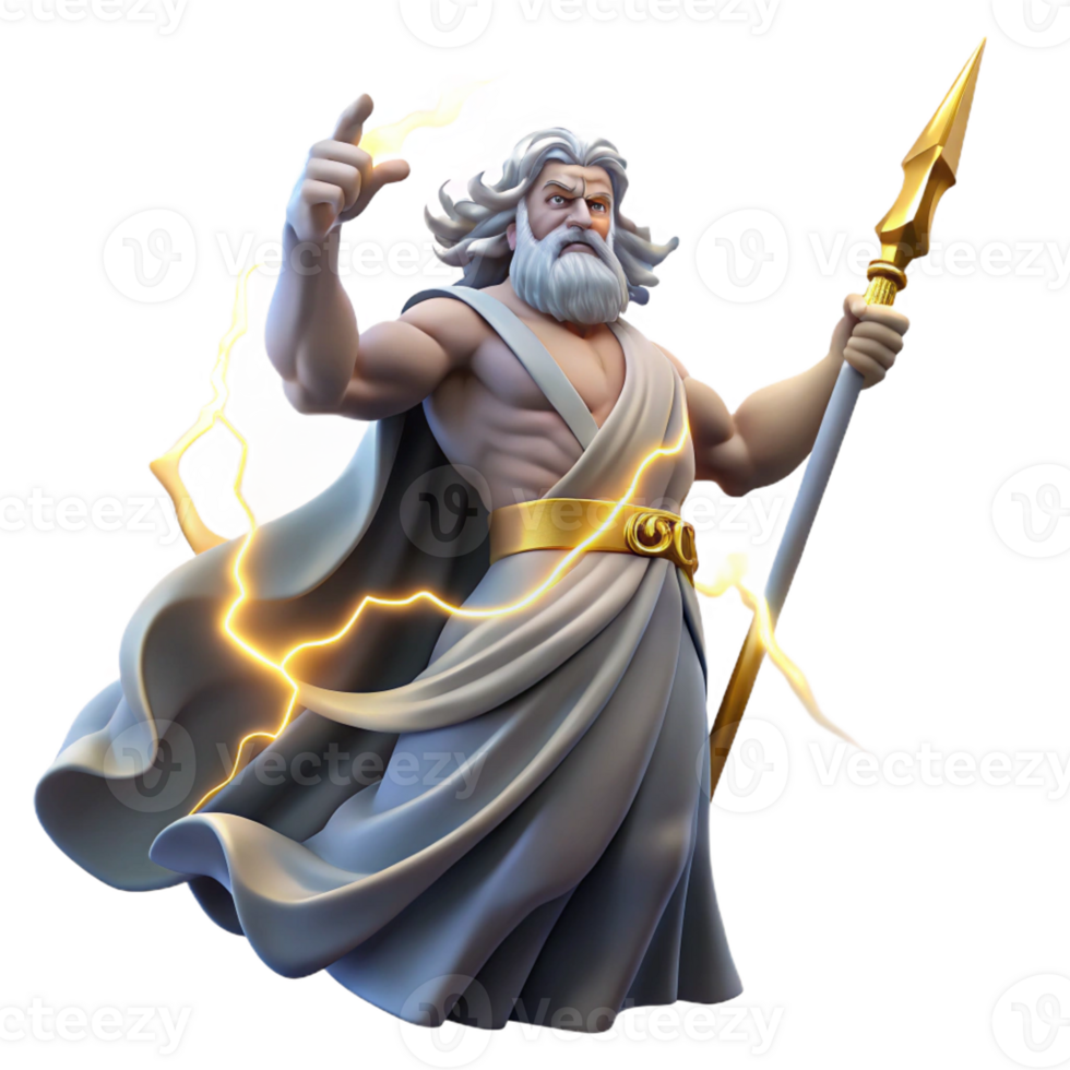 stunning artistic Zeus, King of the Gods, hurling a lightning bolt from Mount Olympus, dramatic lighting, Renaissance painting style high resolution png