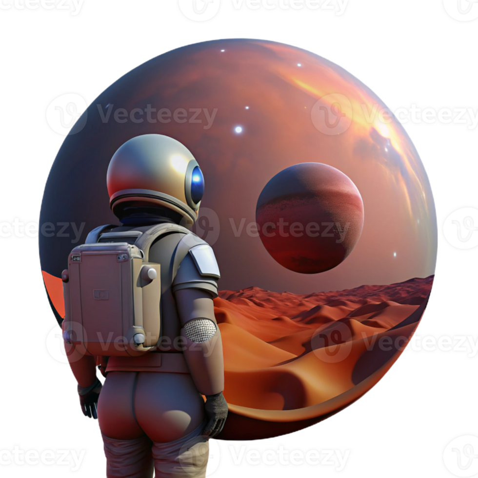 serene rustic A lone astronaut, stranded on a desolate, red planet, gazing at a colossal, ringed planet in the twilight sky, cinematic lighting, hyperrealistic style professional png