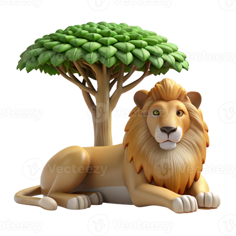 stunning classic A regal lion pride resting beneath the shade of an acacia tree in the African savanna, rendered in a realistic wildlife photography style genuine png