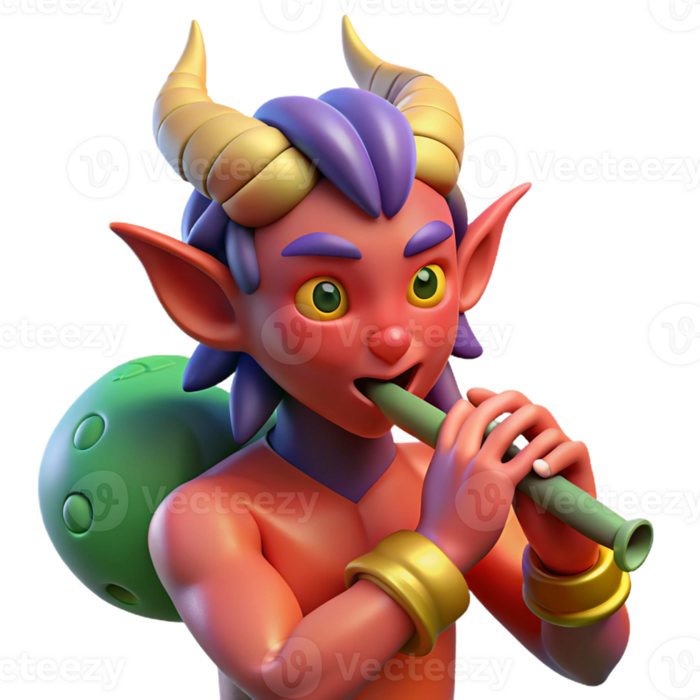 magnificent creative A mischievous Satyr playing pipes, vibrant colors, Impressionist style high quality png