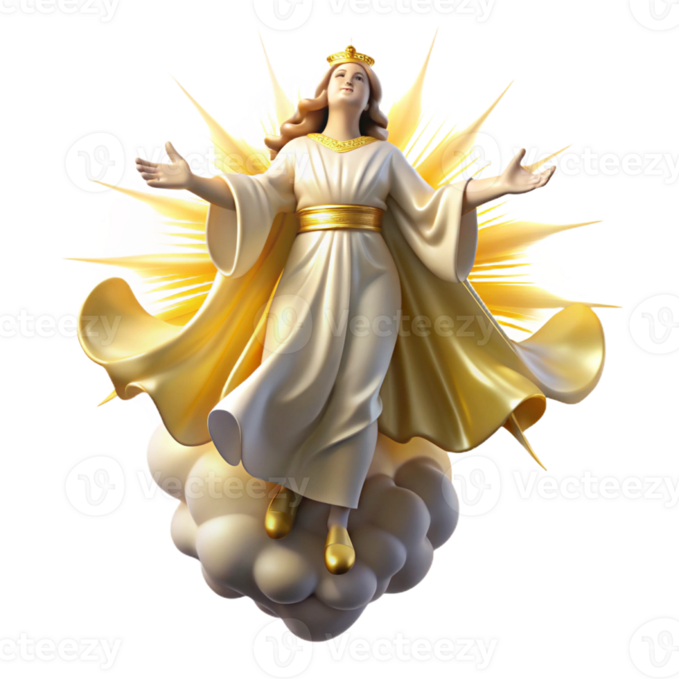 beautiful creative A celestial being descending from the heavens, divine golden light, Renaissance style detailed png